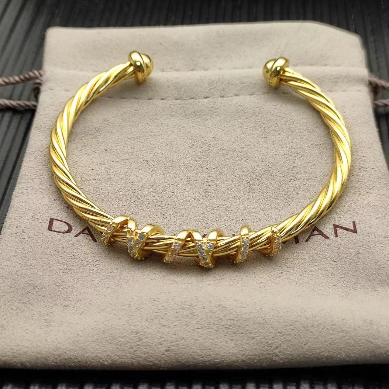 David Yarman Bangle Two Tone Bracelet Fine Jewelry Women Bracelet Adjustable 18K Gold Plated 925 Silver Twist Bangle for Women