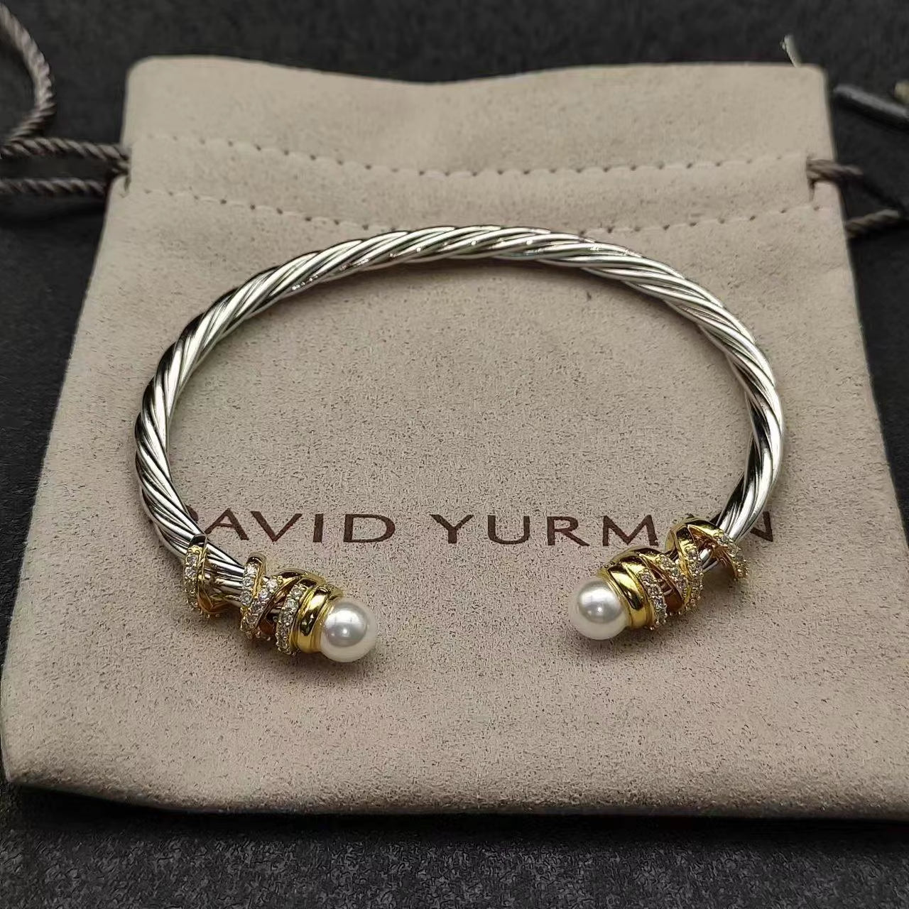 David Yarman Bangle Two Tone Bracelet Fine Jewelry Women Bracelet Adjustable 18K Gold Plated 925 Silver Twist Bangle for Women