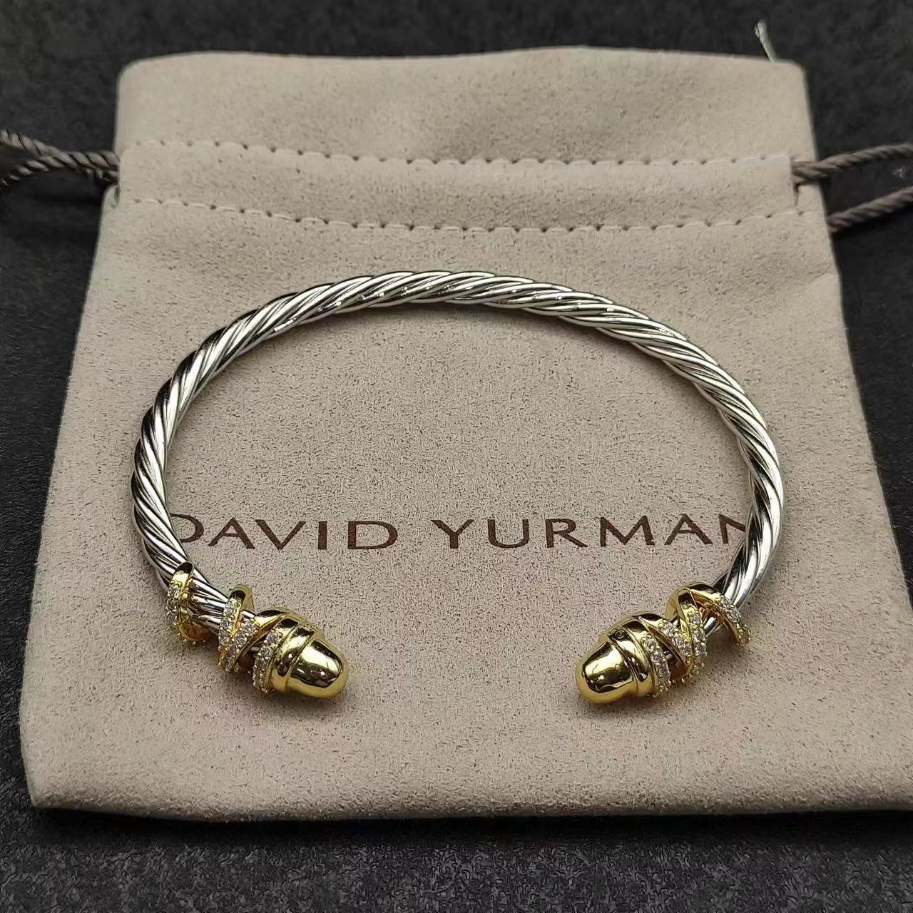 David Yarman Bangle Two Tone Bracelet Fine Jewelry Women Bracelet Adjustable 18K Gold Plated 925 Silver Twist Bangle for Women