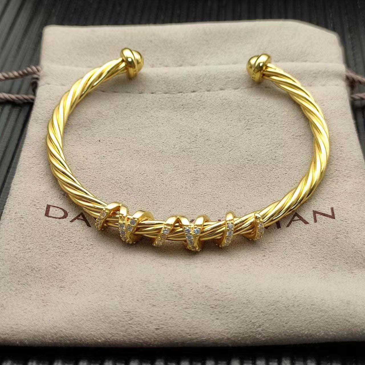 David Yarman Bangle Two Tone Bracelet Fine Jewelry Women Bracelet Adjustable 18K Gold Plated 925 Silver Twist Bangle for Women