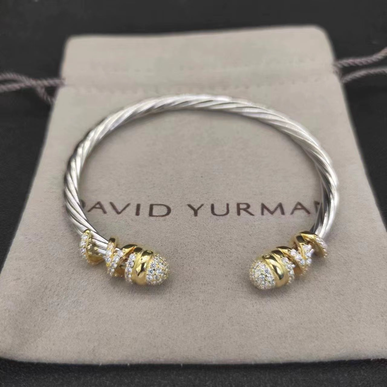 David Yarman Bangle Two Tone Bracelet Fine Jewelry Women Bracelet Adjustable 18K Gold Plated 925 Silver Twist Bangle for Women