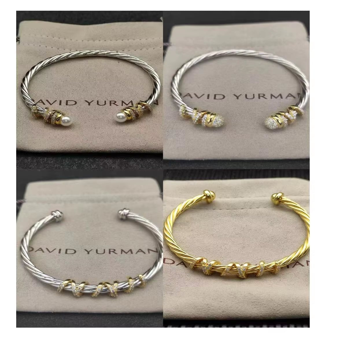David Yarman Bangle Two Tone Bracelet Fine Jewelry Women Bracelet Adjustable 18K Gold Plated 925 Silver Twist Bangle for Women - saintvamer
